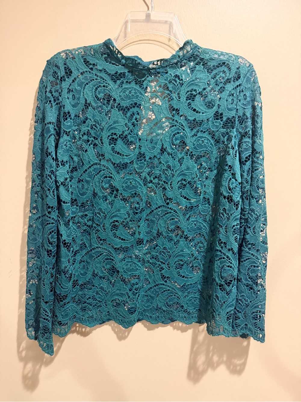 Cato Teal Lace Long Sleeve Blouse